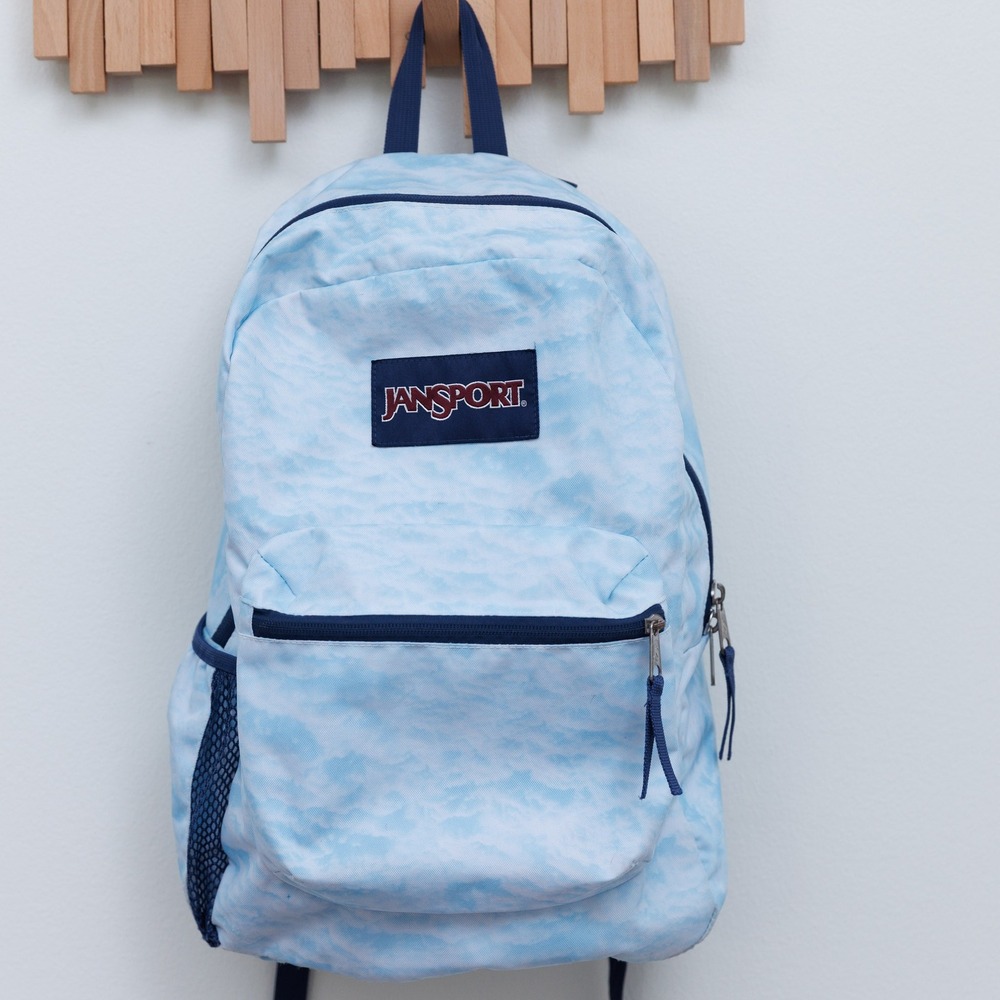 Jansport Cross Town Blue Tie Dye Cloud Print Backpack JS0A47LW